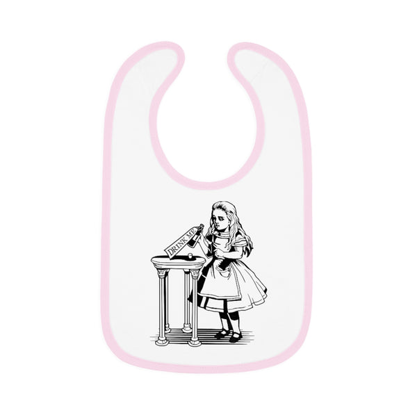Drink Me | Vintage Alice In Wonderland | Baby | Trim Jersey | Bib - My Funny Merch