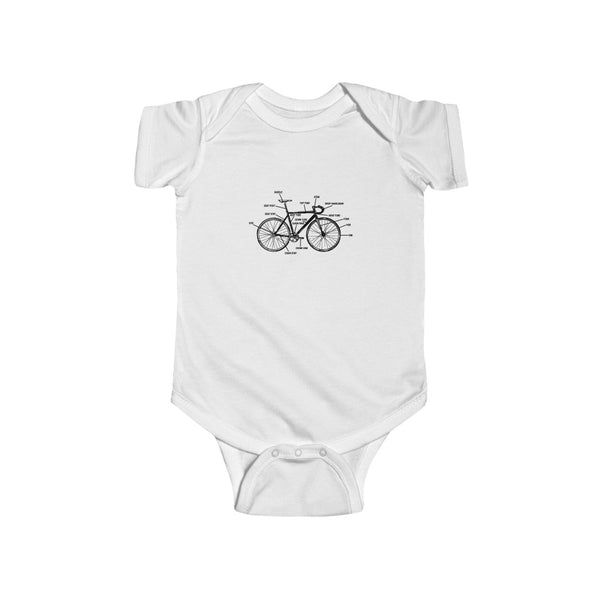 Bike Anatomy | Infant | Fine Jersey | One Piece | Baby Bodysuit - My Funny Merch