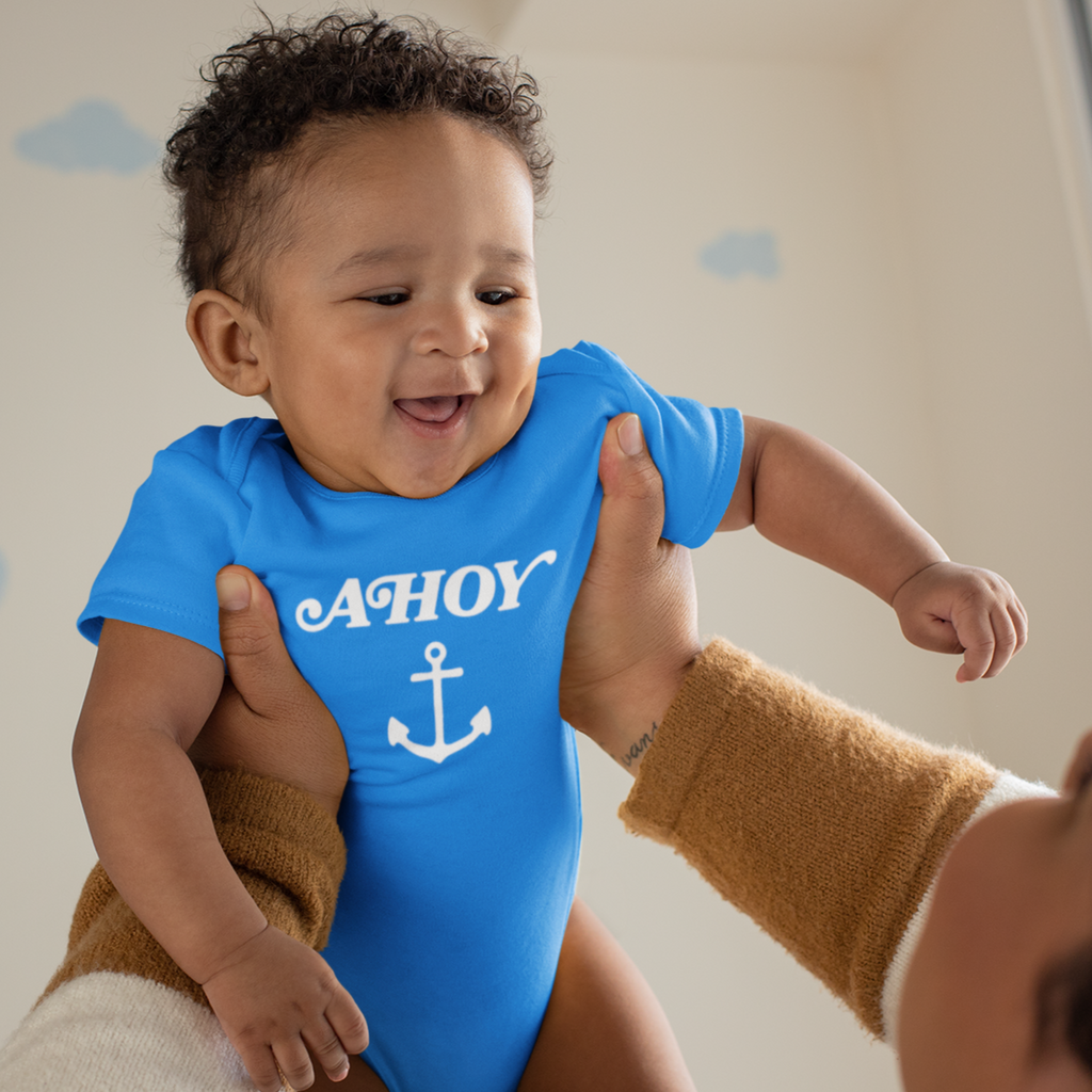 Ahoy | Anchor | Nautical | Infant | Fine Jersey | One Piece | Baby Bodysuit - My Funny Merch