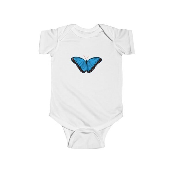 Blue Morpho Butterfly Baby Bodysuit | Infant Fine Jersey One Piece | Nature-Inspired Baby Outfit
