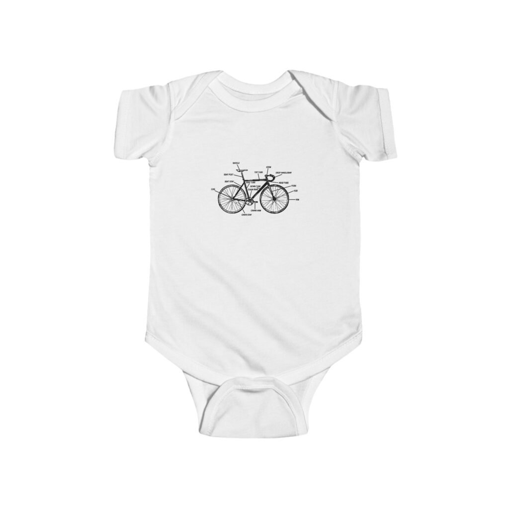 Bike Anatomy Baby Bodysuit | Infant Fine Jersey One Piece | Funny & Clever Cyclist-Inspired Outfit