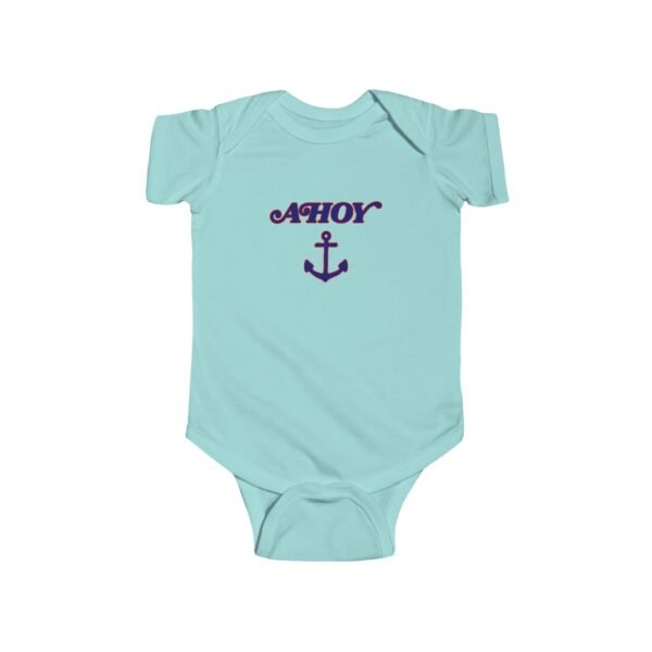 Ahoy Baby Bodysuit | Nautical Anchor Infant One Piece | Fine Jersey Baby Outfit for Little Sailors