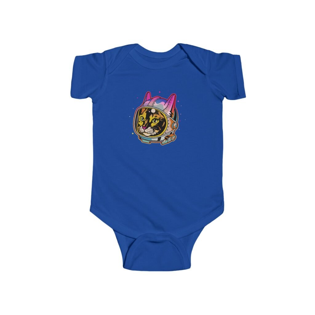 Astronaut Cat Baby Bodysuit | Infant Fine Jersey One Piece | Space Kitty Cosmic Cuteness