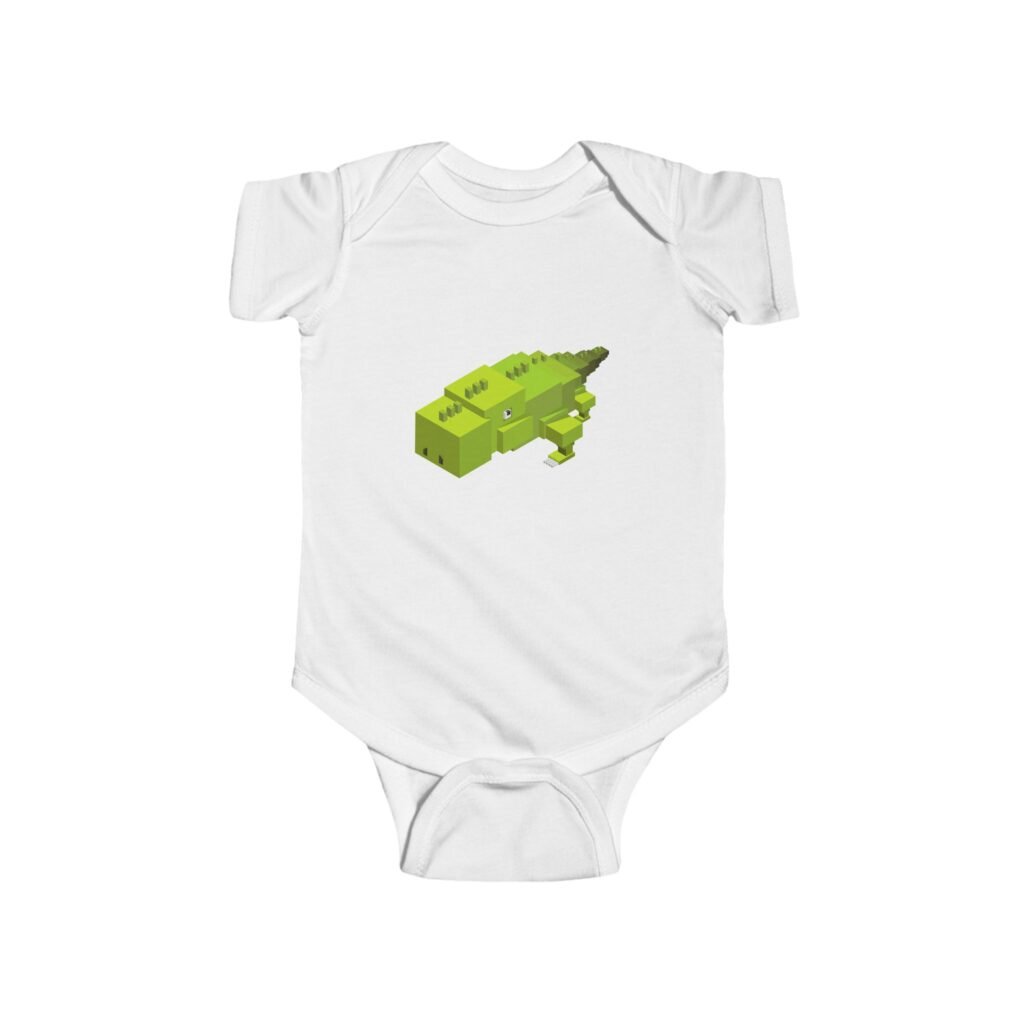 3D Alligator Baby Bodysuit | Block Animal Style | Gaming-Inspired Nature Outfit for Infants