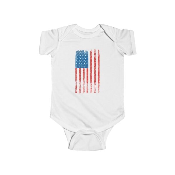 United States Flag Baby Bodysuit | Infant Fine Jersey One Piece | Patriotic Baby Outfit